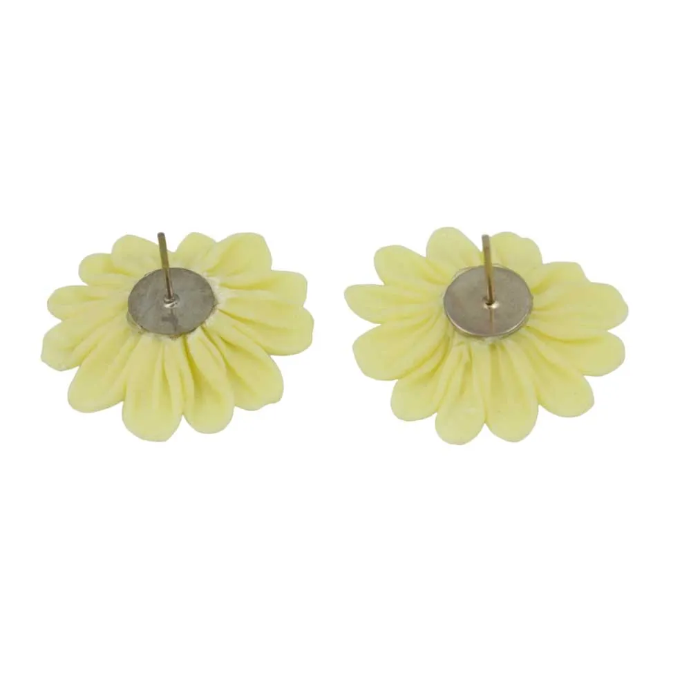 Lemon Yellow Fimo Clay Daisy Pierced Earring - FE410
