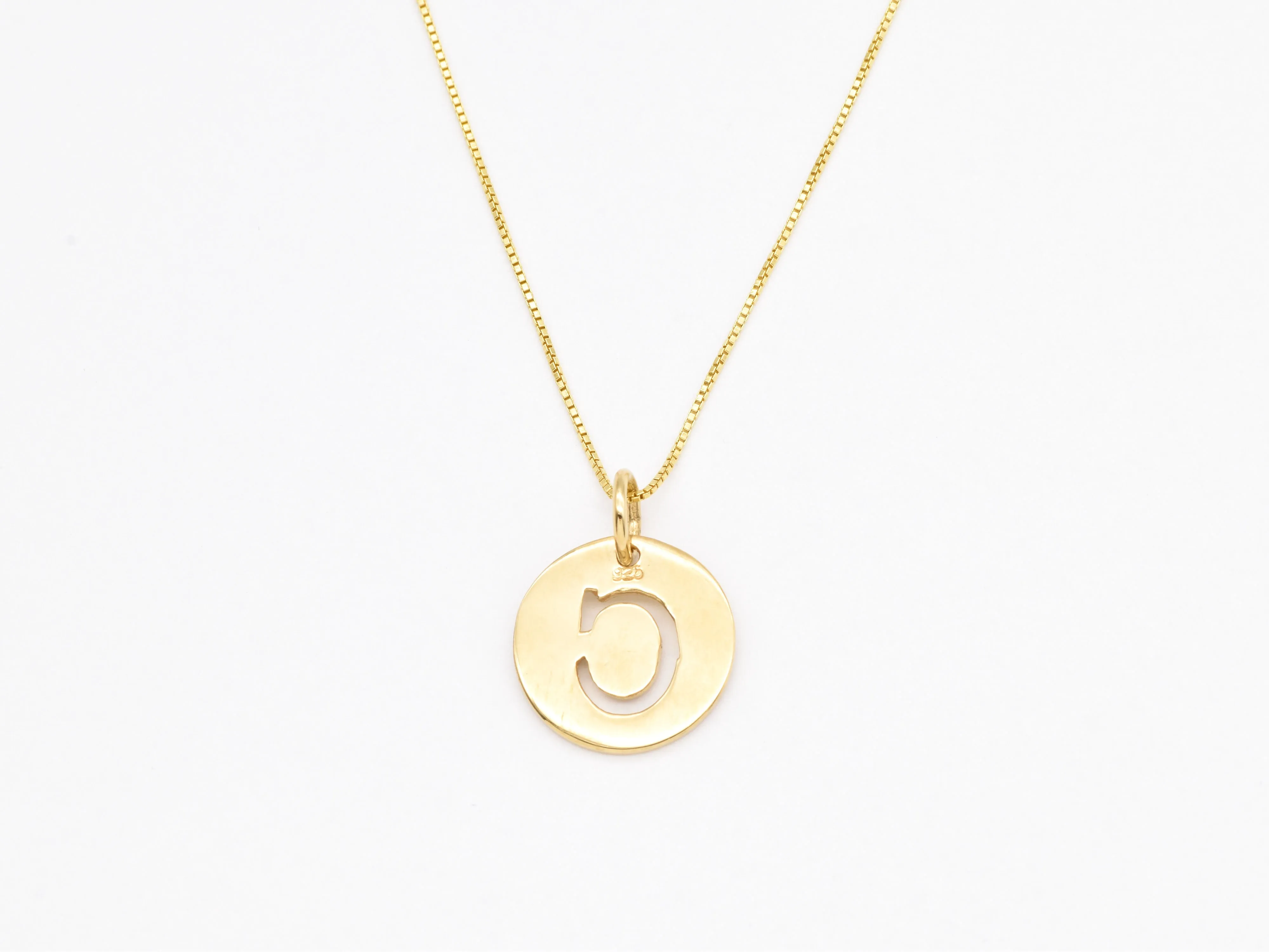 Letter C Gold Pendant - Round Letter Pendant - Gold Disc Letter Necklace