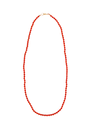 Long Beaded Necklace - Red