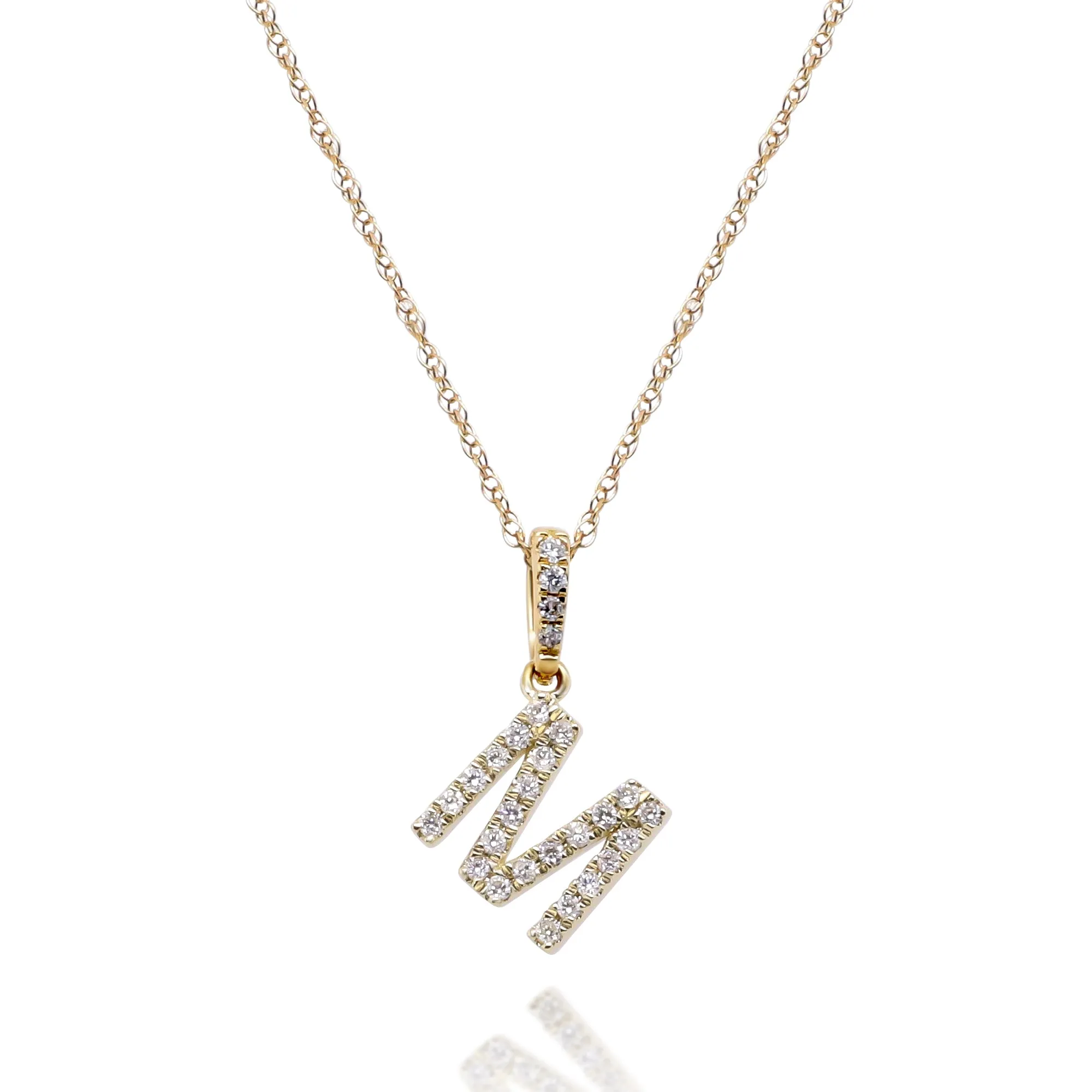 M Paisley 10K Yellow Gold Round-Cut White Diamond Pendant