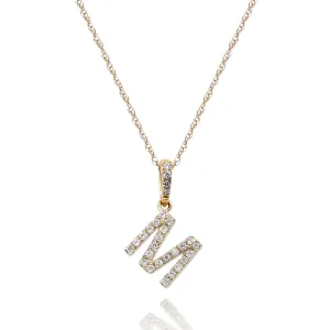 M Paisley 10K Yellow Gold Round-Cut White Diamond Pendant