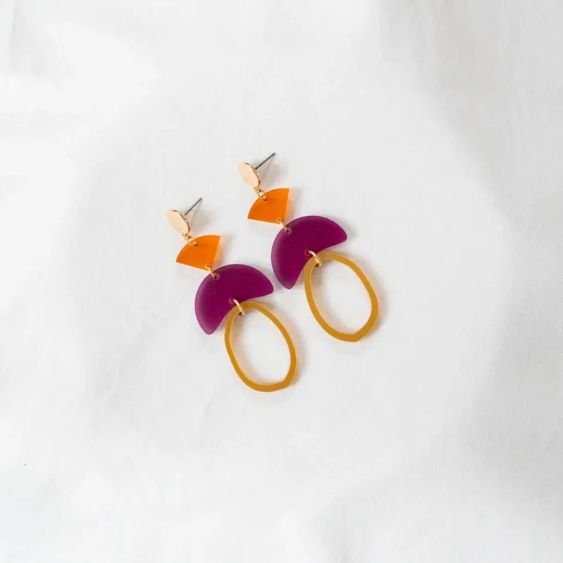 Magenta & Orange Fire Acrylic Earrings