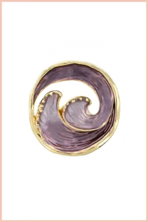 Magnetic Wave Enameled Brooch | Purple Ombre