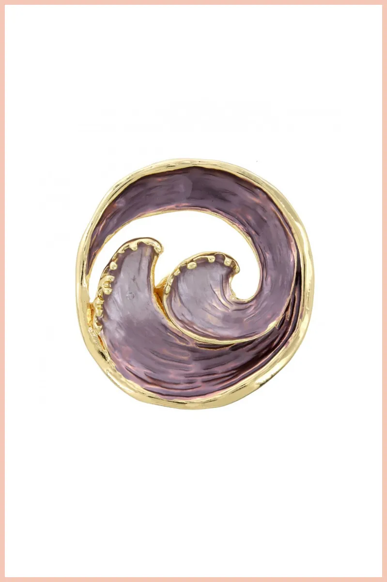 Magnetic Wave Enameled Brooch | Purple Ombre