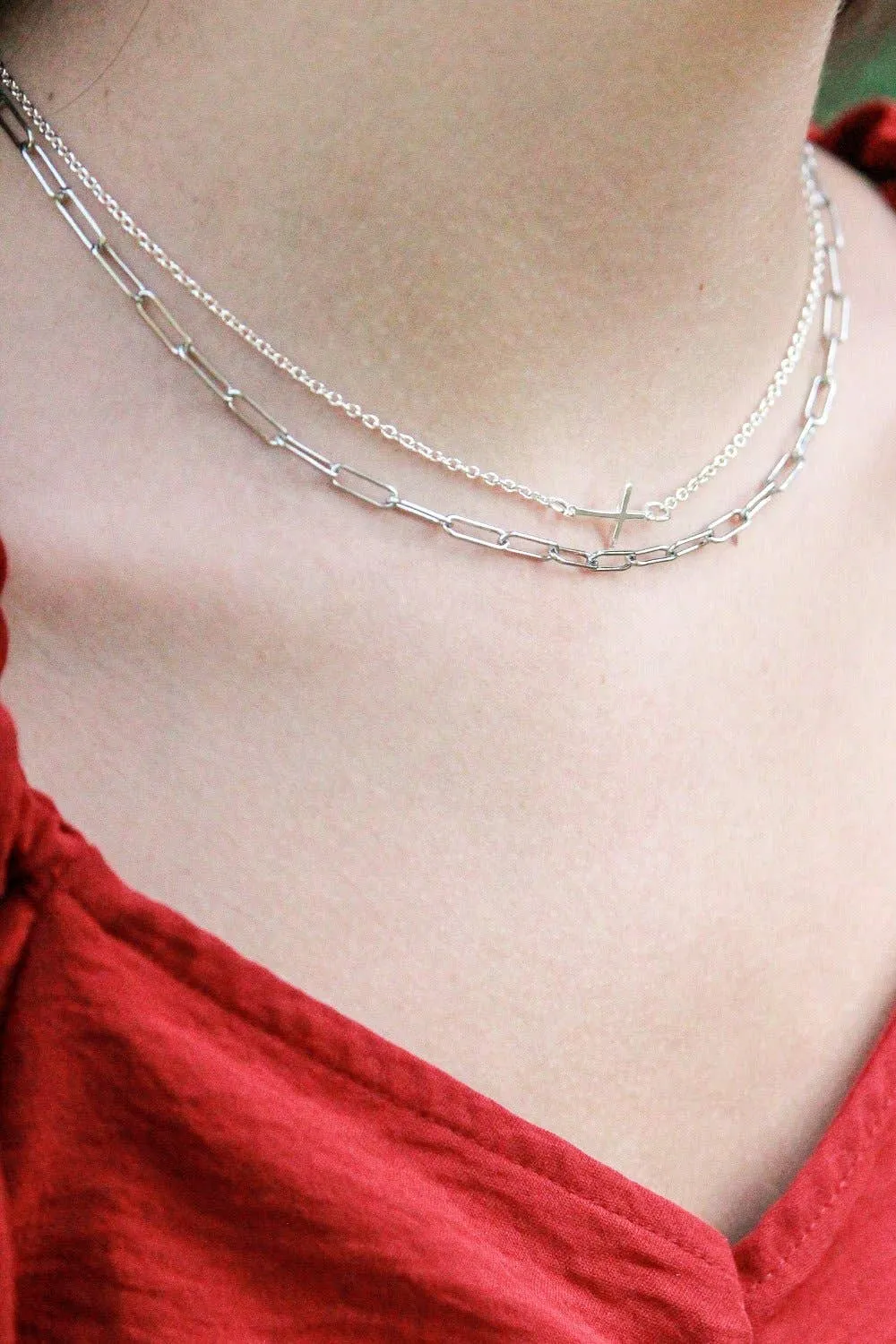 Marie Sideways Cross Necklace