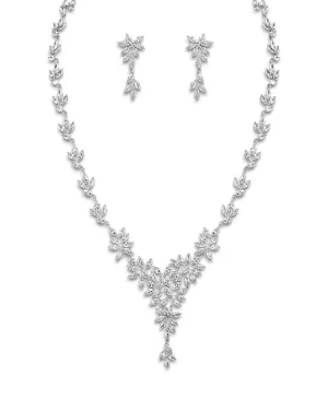 Marquise Leaf Cluster Necklace and Earrings