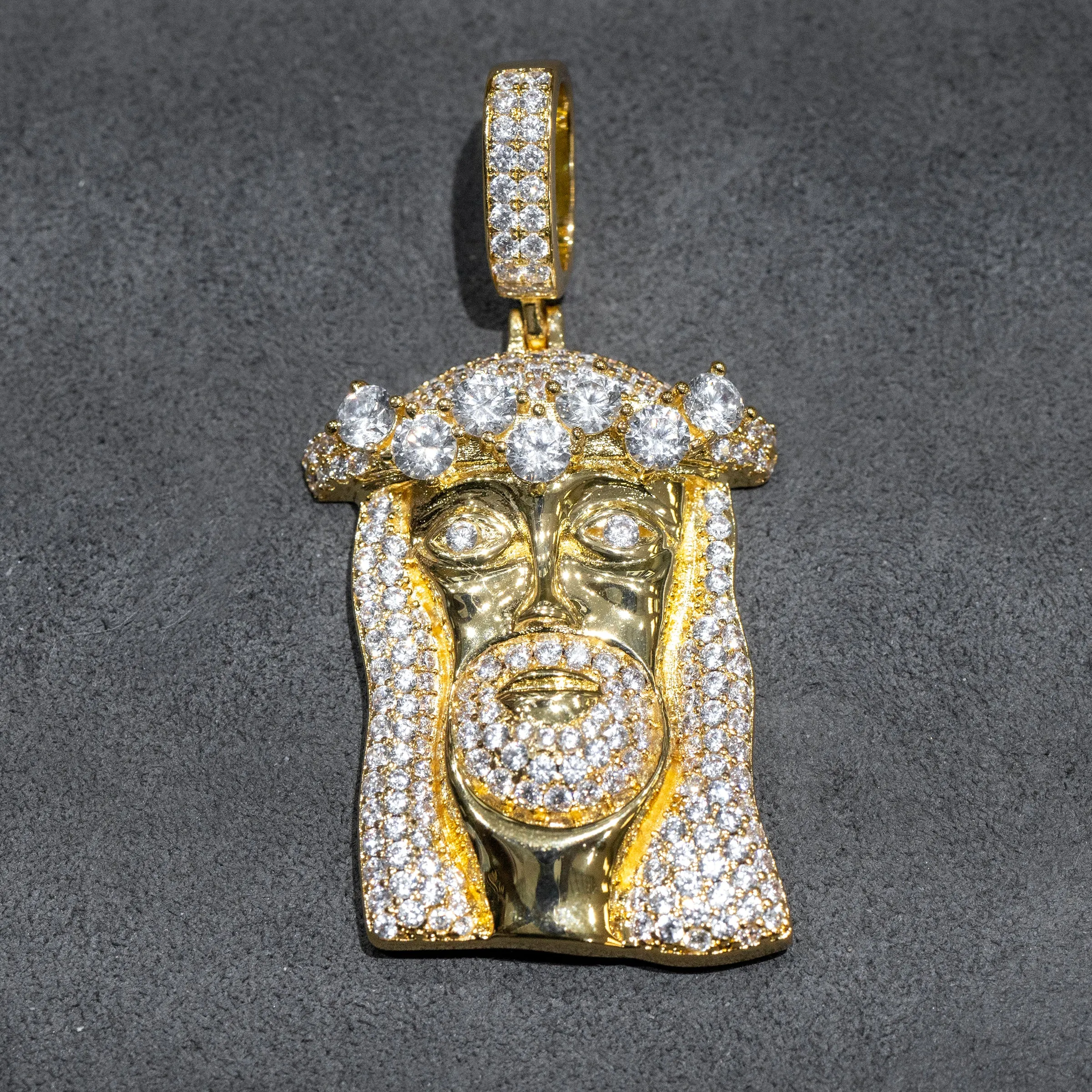 Mens Gold Jesus Head Necklace | Appx. 26.7 Grams