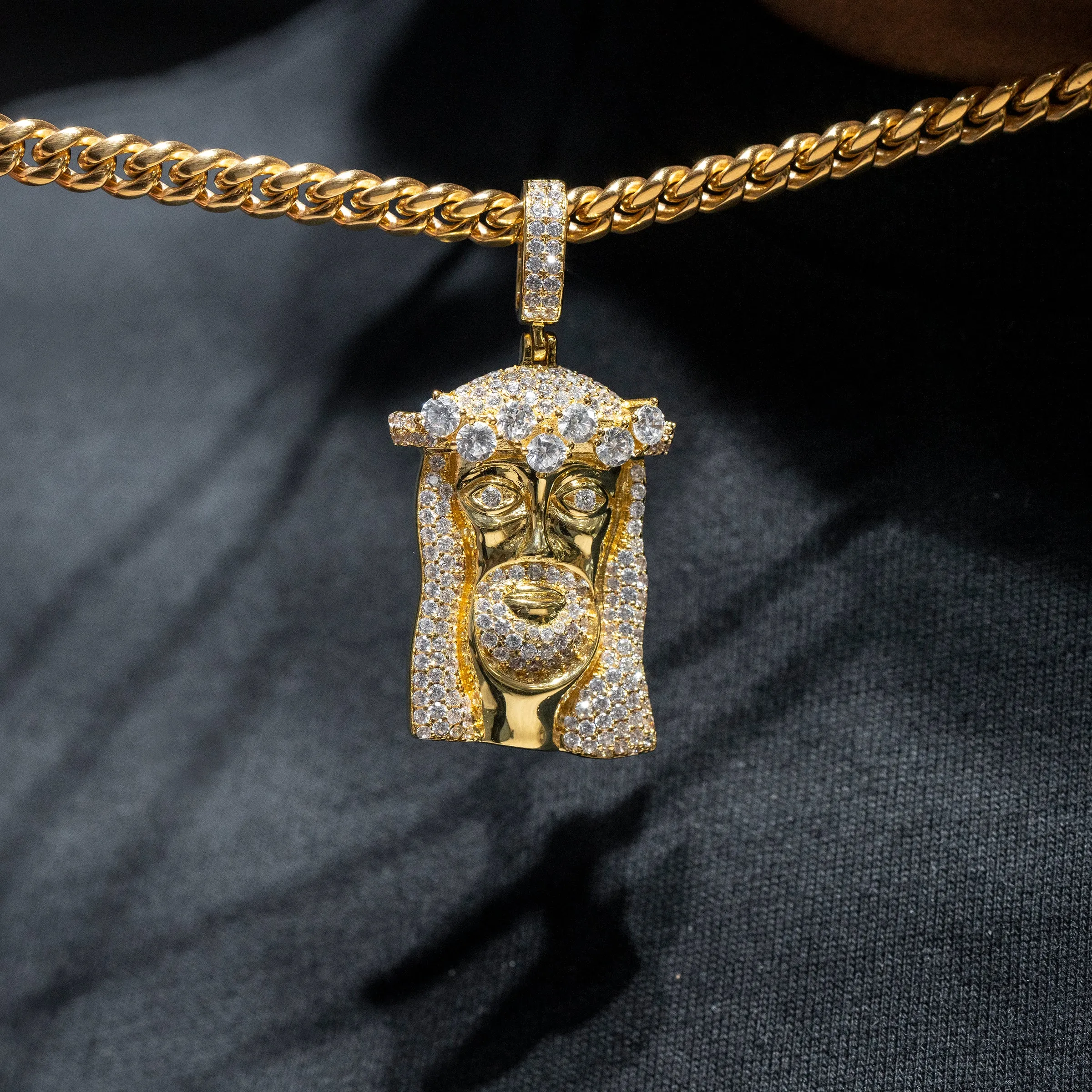 Mens Gold Jesus Head Necklace | Appx. 26.7 Grams