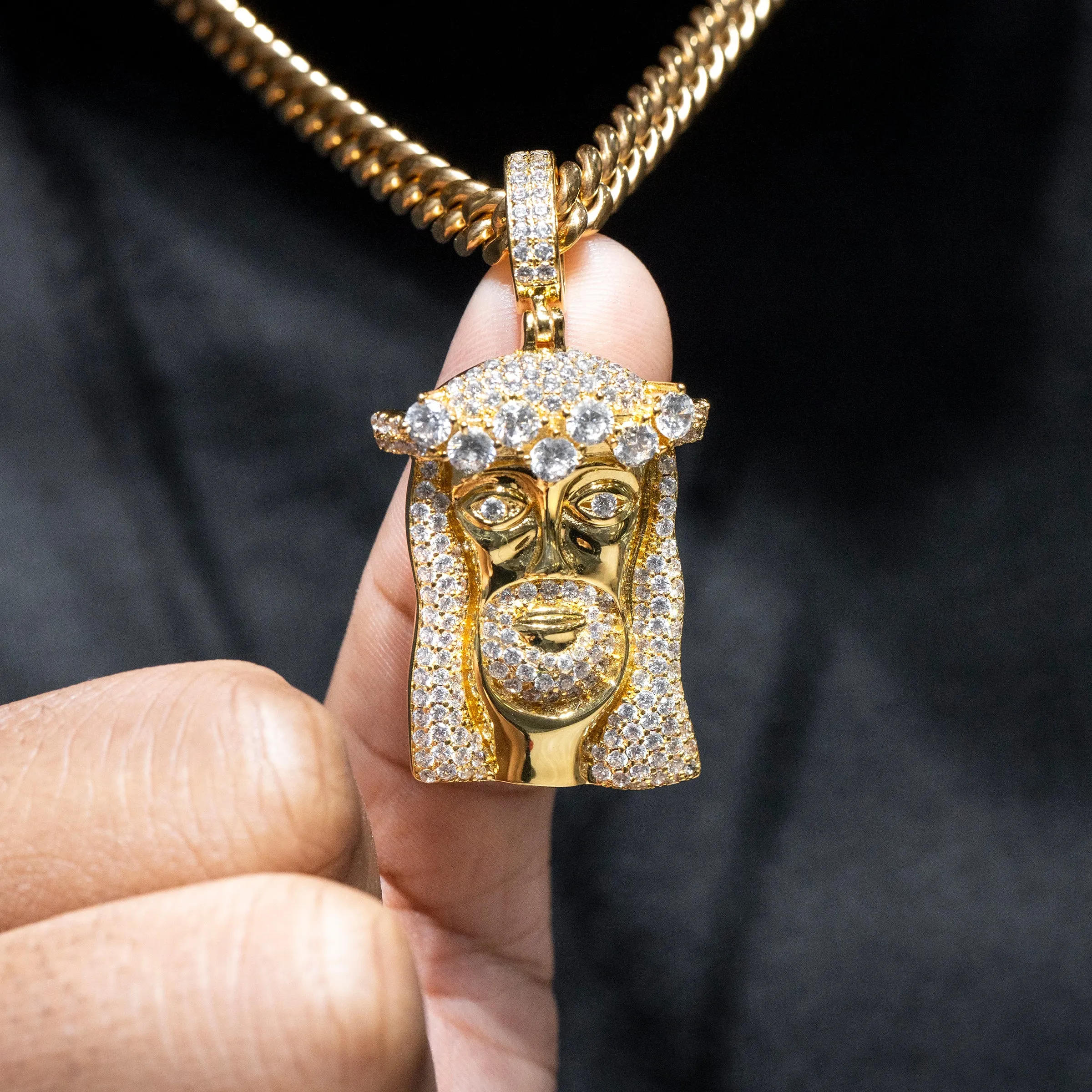 Mens Gold Jesus Head Necklace | Appx. 26.7 Grams