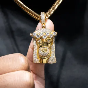 Mens Gold Jesus Head Necklace | Appx. 26.7 Grams
