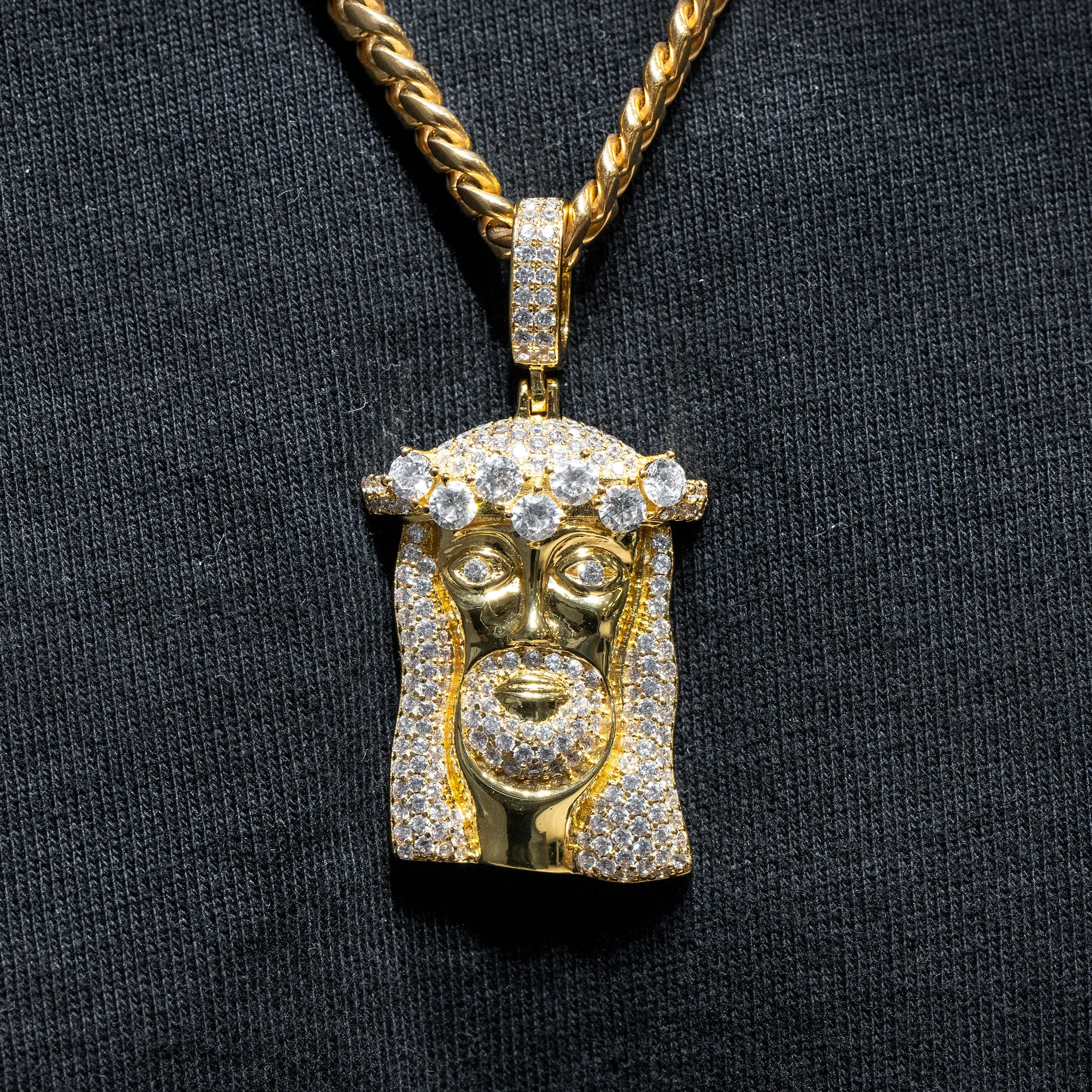 Mens Gold Jesus Head Necklace | Appx. 26.7 Grams
