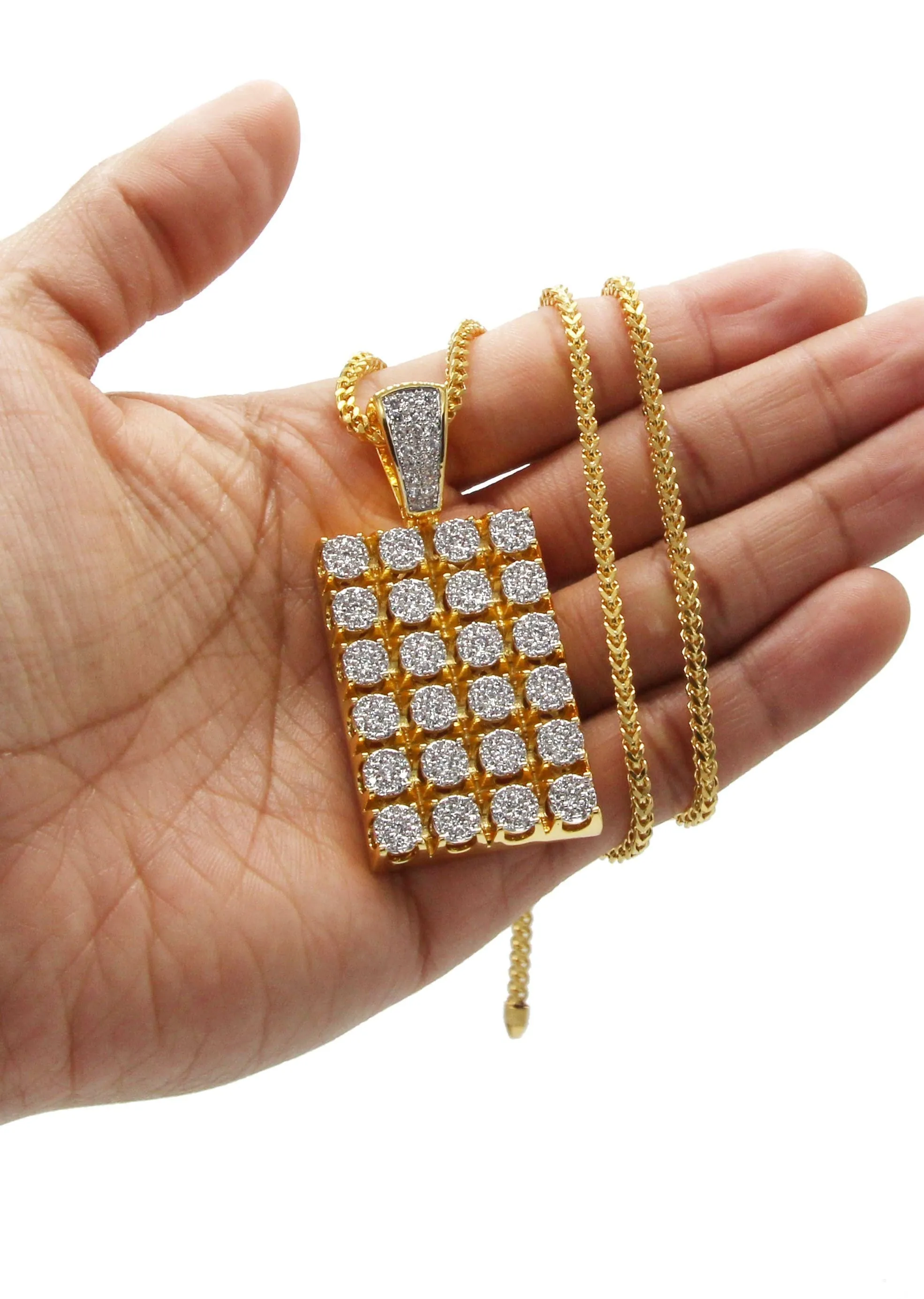 Mens Gold Plated Franco Chain & Dog Tag Pendant | Appx. 40.2 Grams
