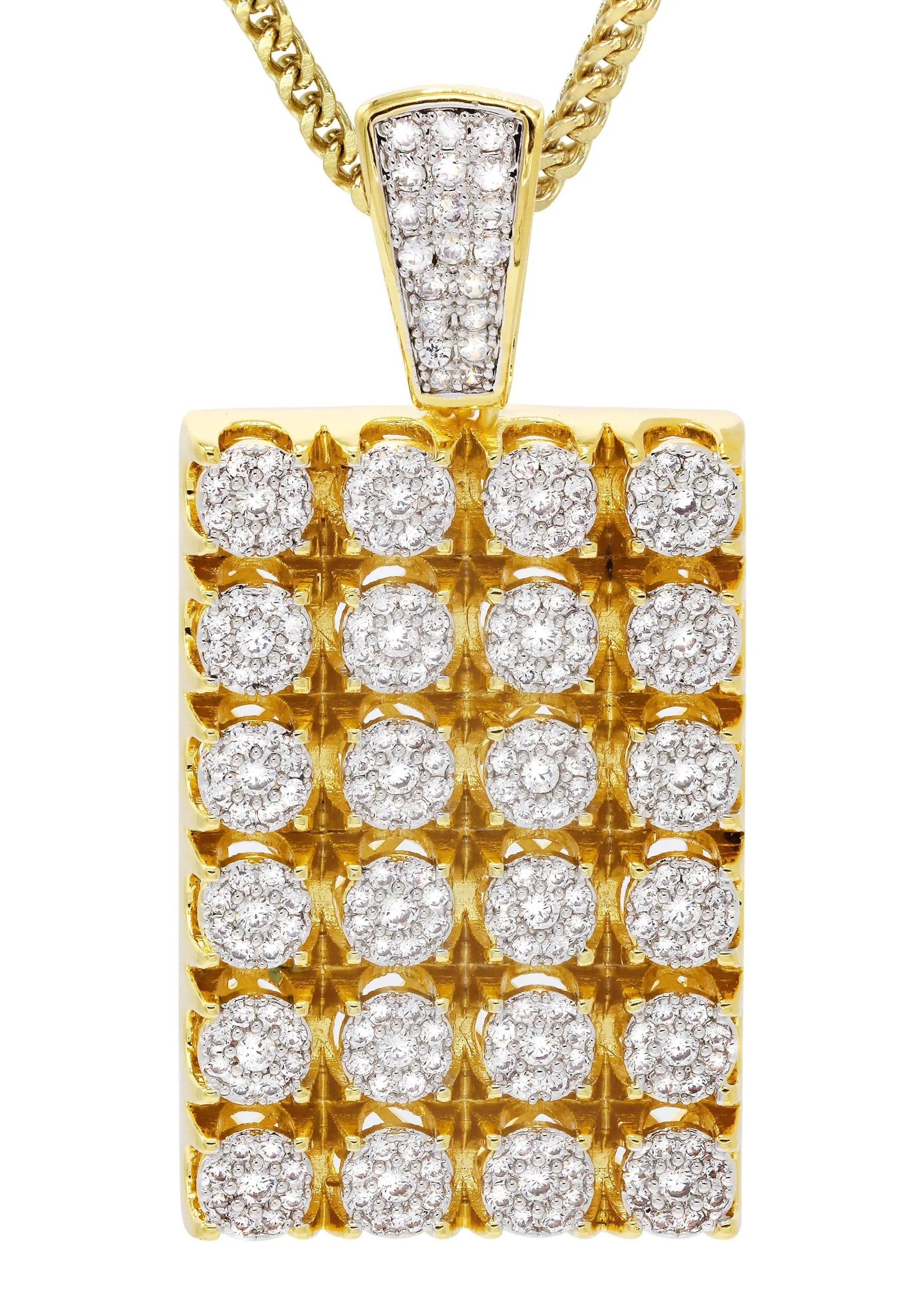 Mens Gold Plated Franco Chain & Dog Tag Pendant | Appx. 40.2 Grams