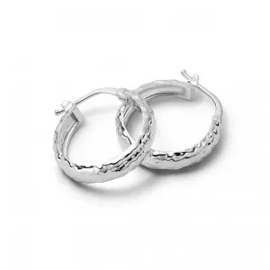 Midi Bold Braided Hoop In Silver Earrings E3112_SLV