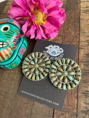 Mini Green Daisy Cluster Earrings
