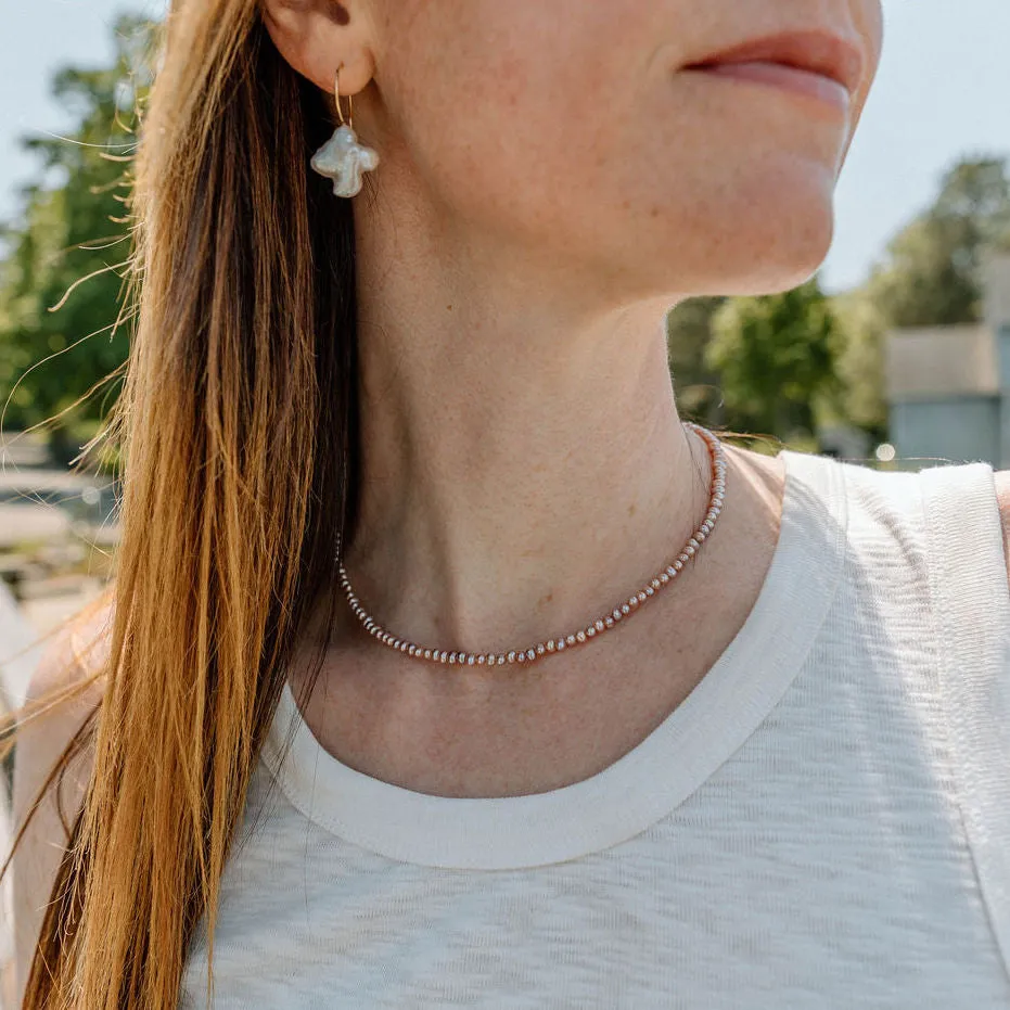 Minimalist Fresh Water Pearl Necklace, Pink
