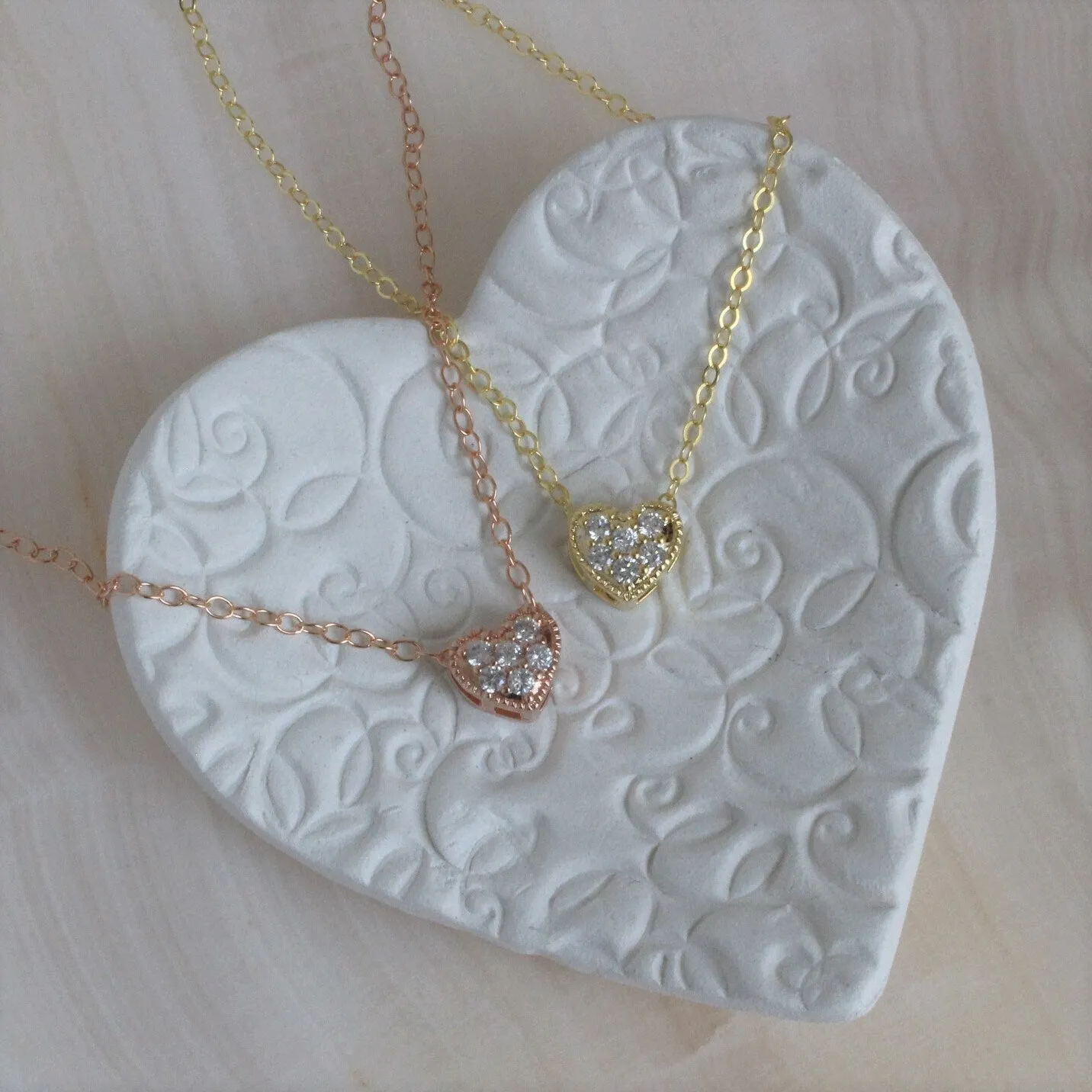 Minimalist Gold & Rose Gold Heart Necklace