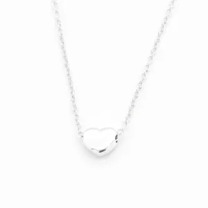 Minimalist Heart Necklace - Dainty Heart Pendant - Heart Silver Necklace