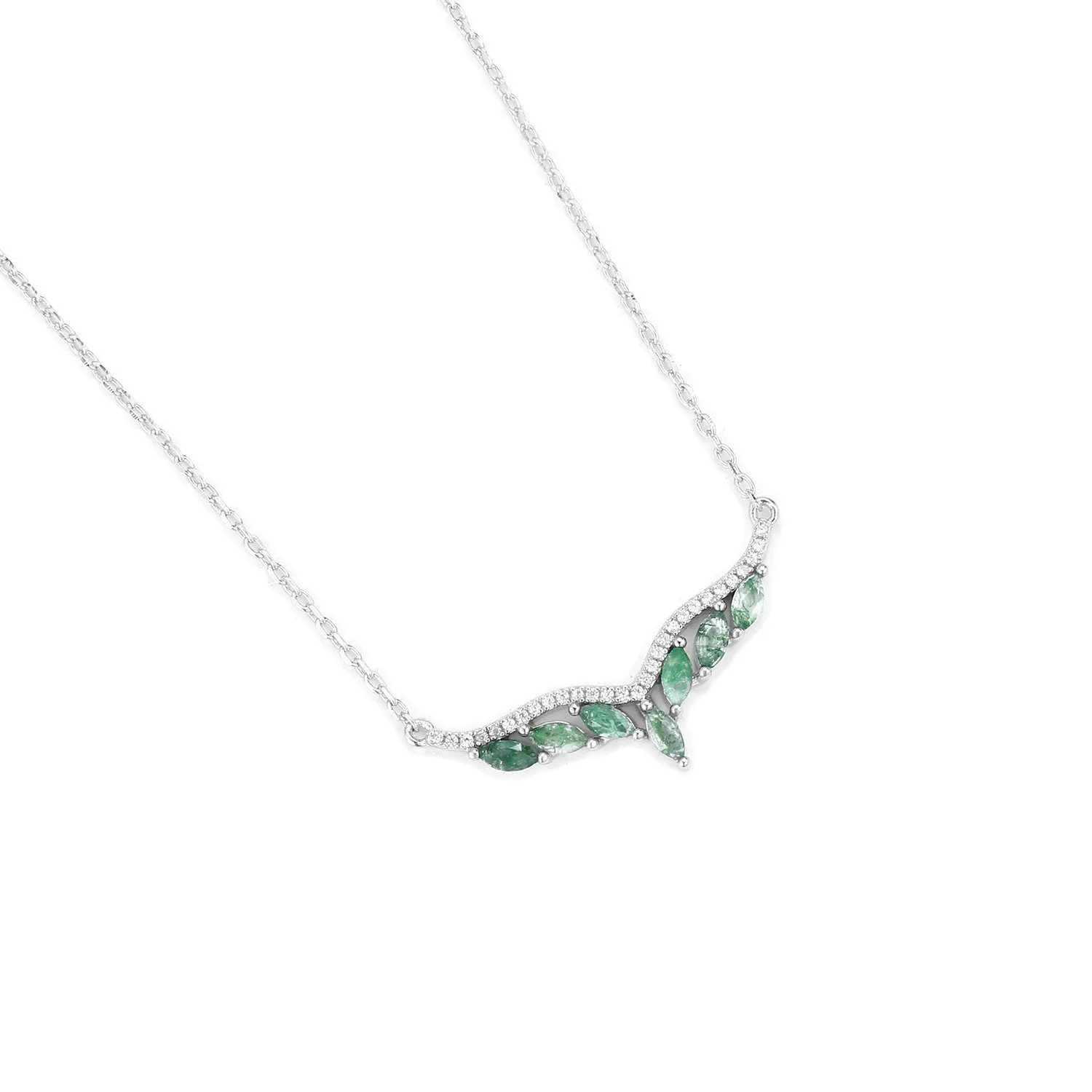 Minimalist Marquise Moss Agate Necklace