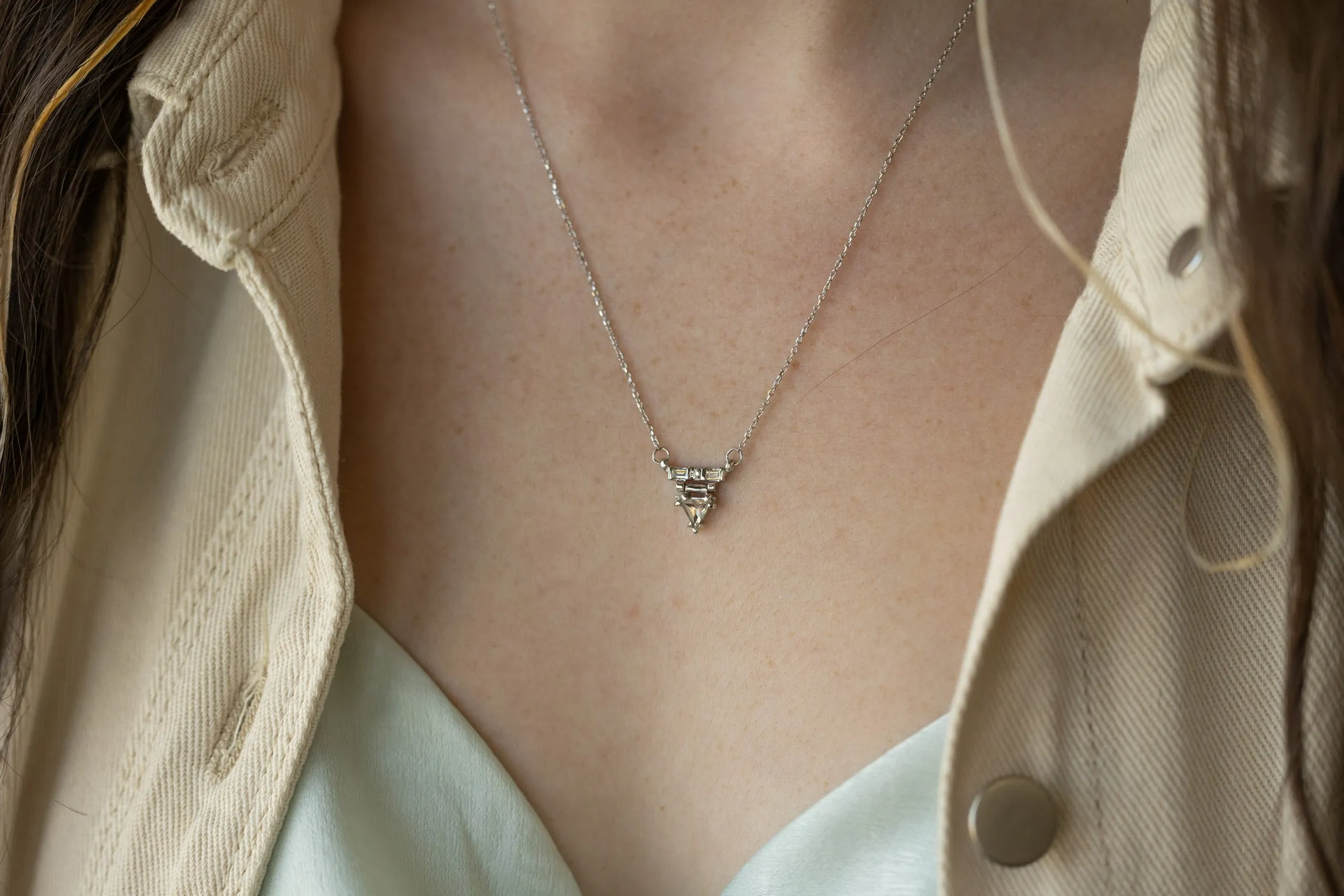 Minimalist What's the Point Triangle Diamond Necklace