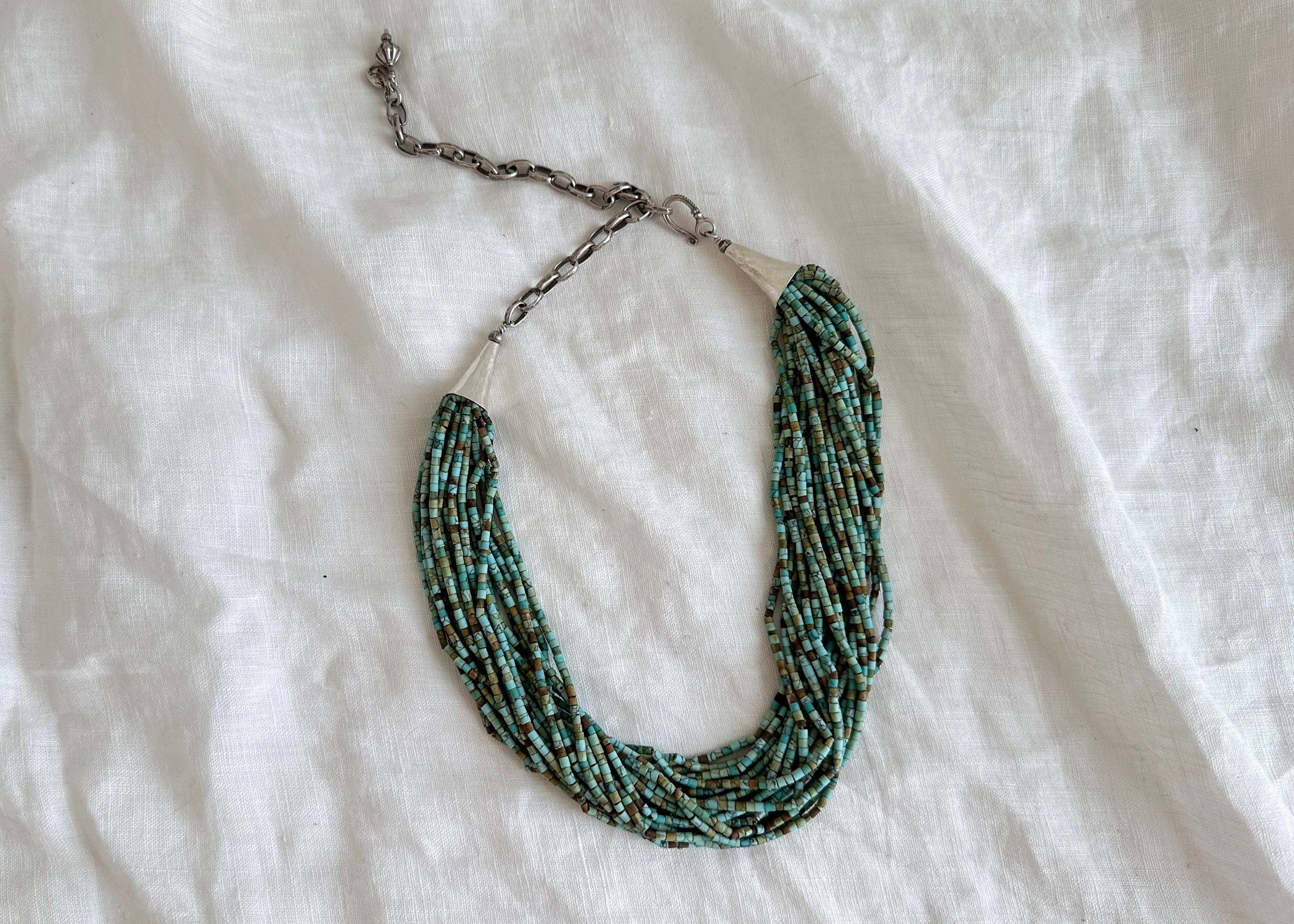Multi-Strand Howlite Necklace. Sterling Silver. 1388