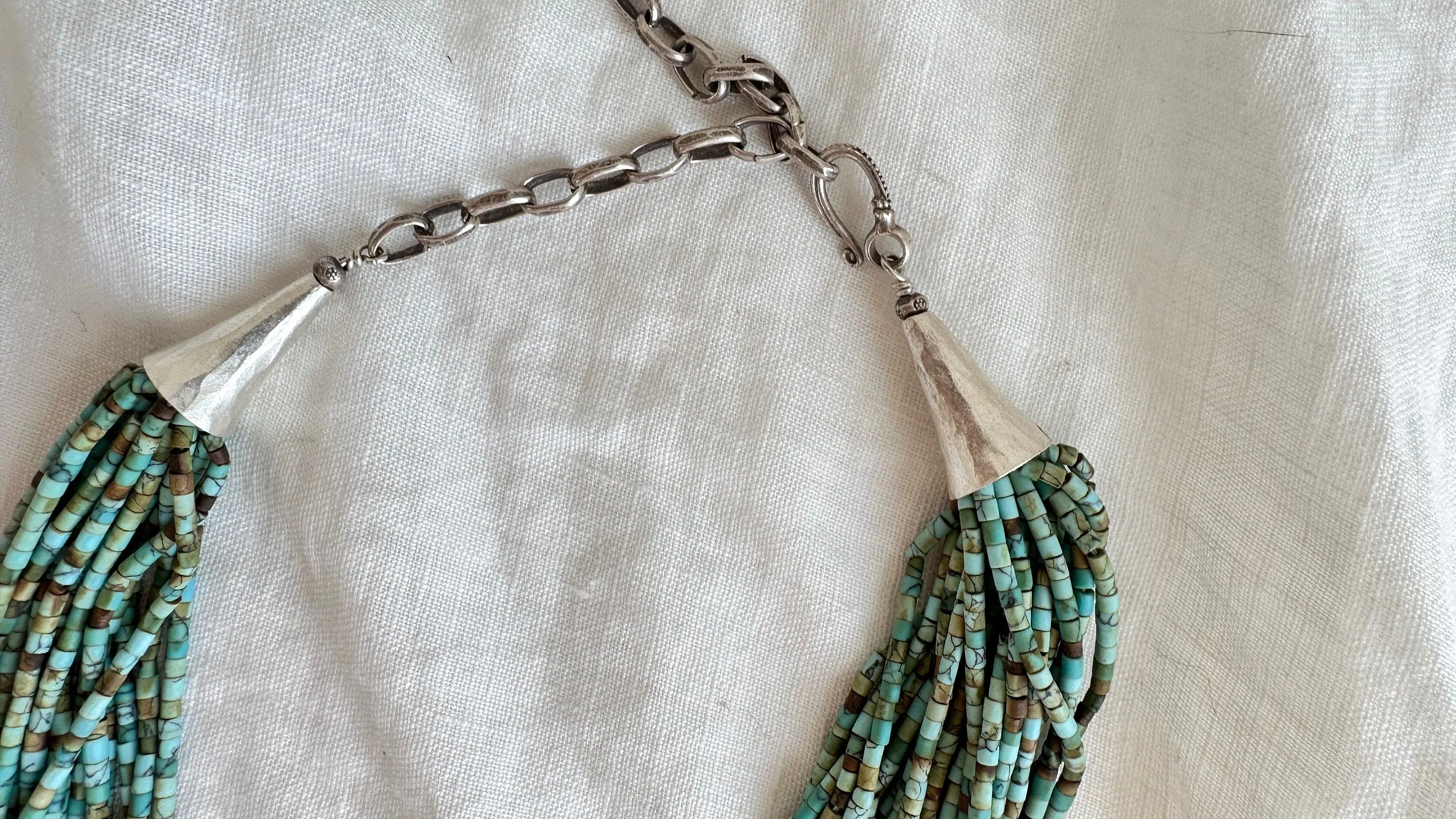 Multi-Strand Howlite Necklace. Sterling Silver. 1388