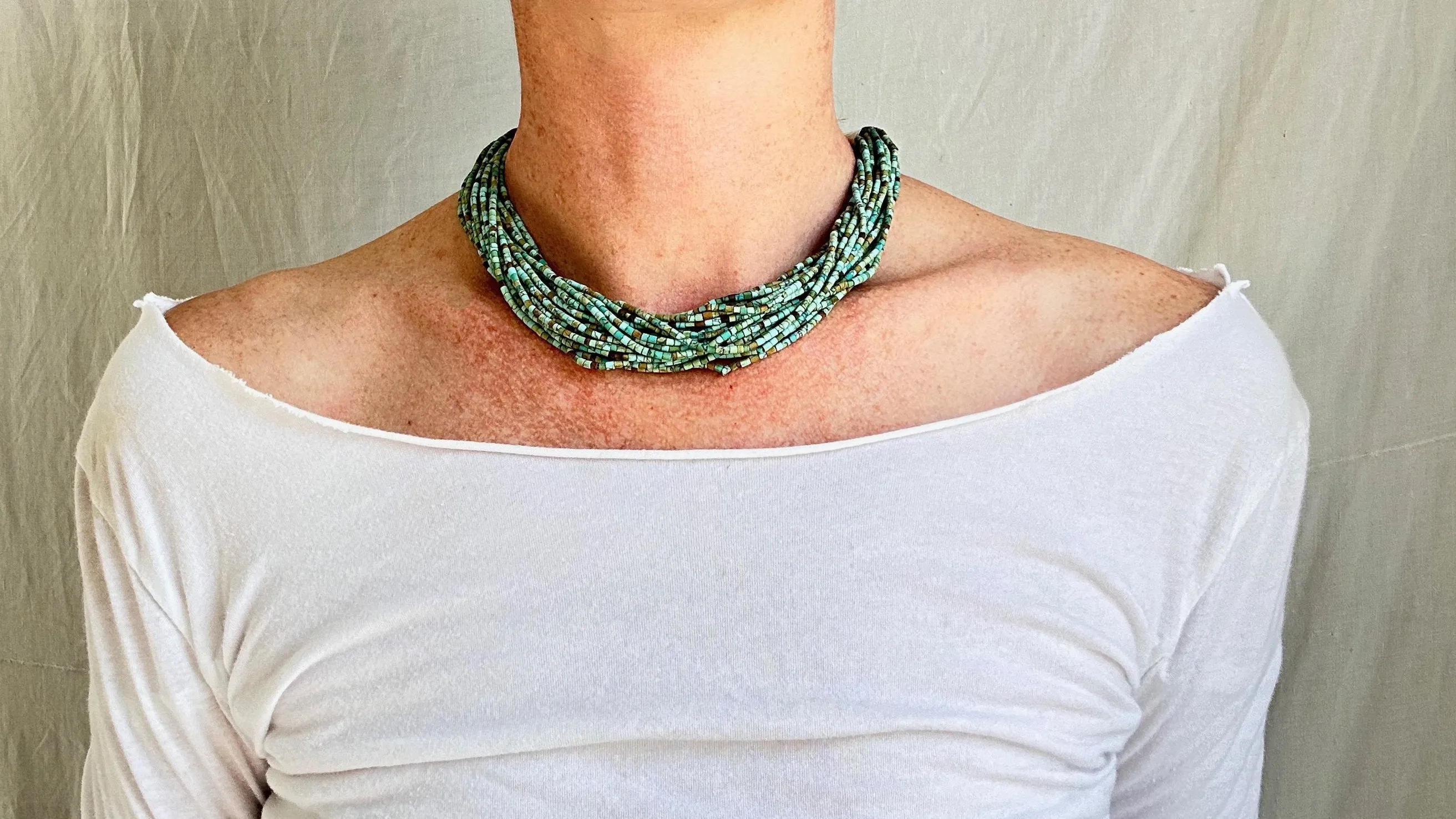 Multi-Strand Howlite Necklace. Sterling Silver. 1388
