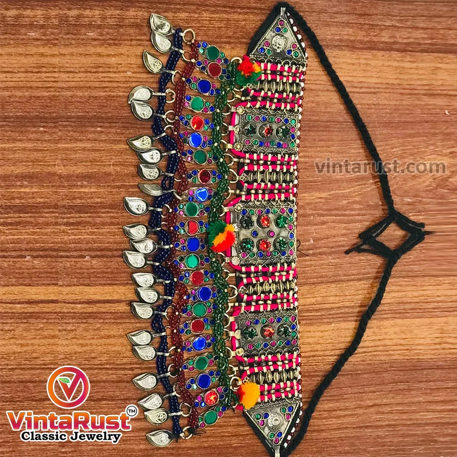 Multicolor Glass Stone Tribal Afghan Choker Necklace