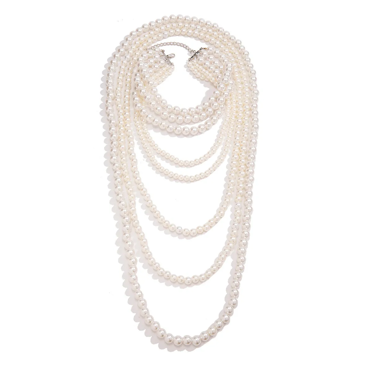 Multilayer Vintage French Style Imitation Pearl Choker Necklace