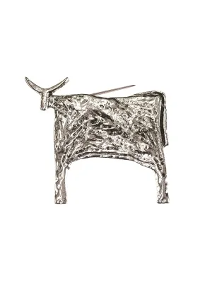 Naive Folk Art Steer Brooch