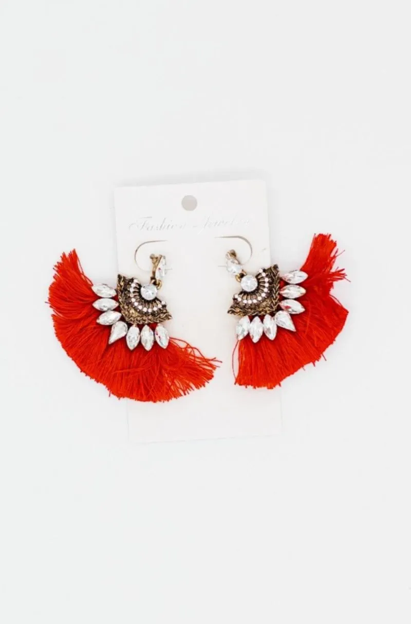 Natalia Tassel   Rhinestone Earrings - Final Sale