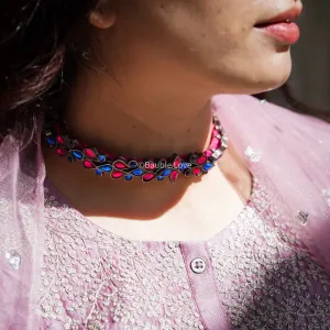 Nirvana Vintage Glass Choker (Pink & Blue)