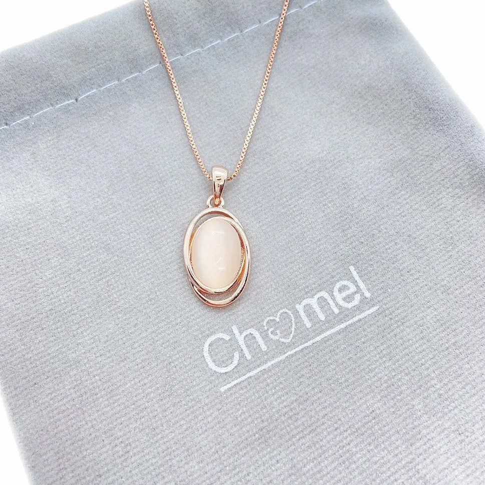Oval Simulated Moonstone Necklace