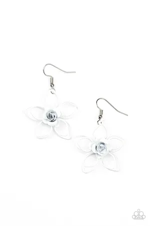Paparazzi Botanical Bonanza - White Flower Earrings
