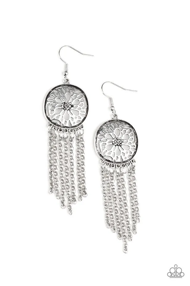 Paparazzi Earring ~ Blissfully Botanical - Silver