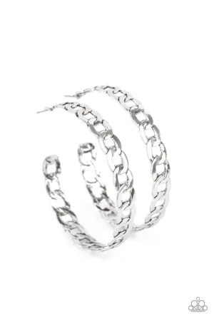 Paparazzi Earring ~ Climate CHAINge - Silver