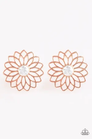 Paparazzi Earring ~ Floral Fleek - Rose Gold