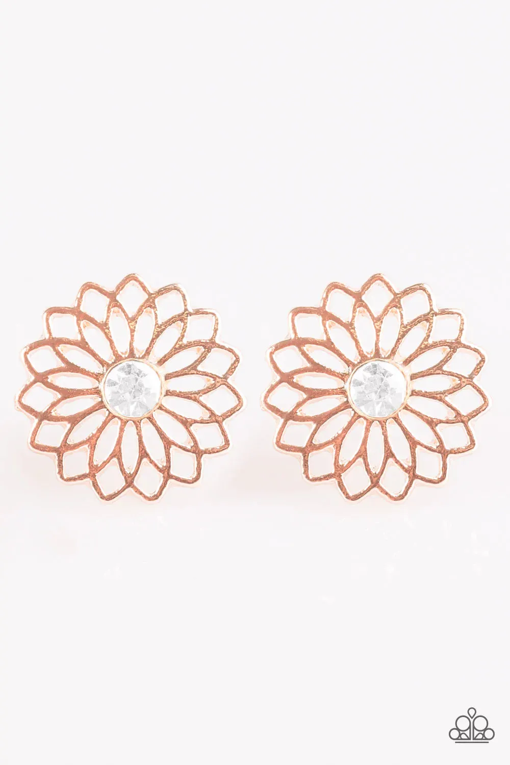 Paparazzi Earring ~ Floral Fleek - Rose Gold