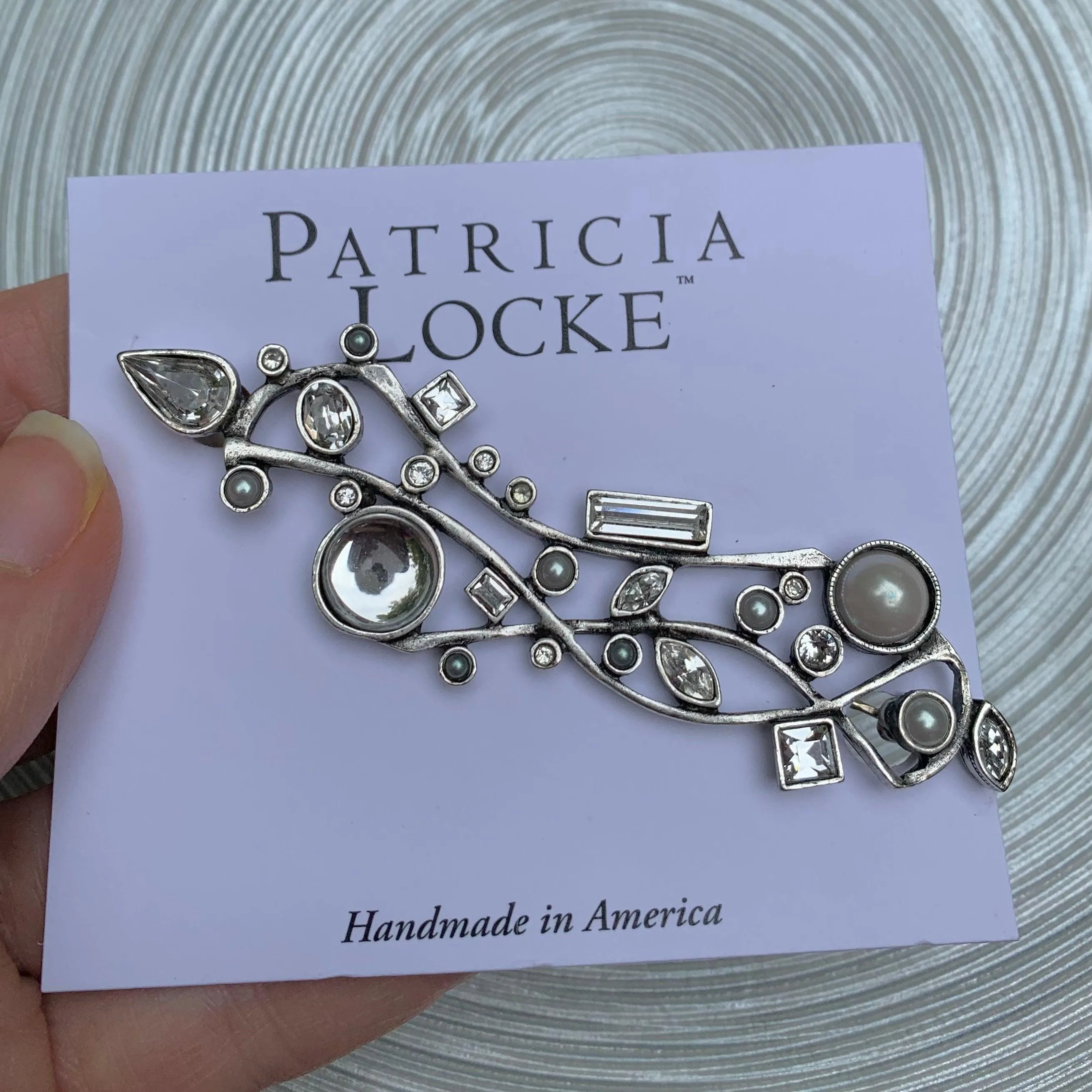 Patricia Locke Crystal Pearl Atlantis Brooch Pin