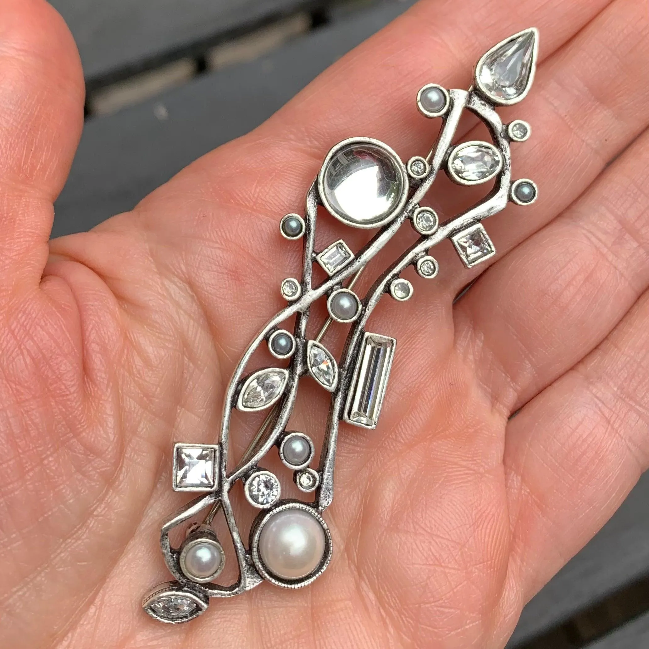 Patricia Locke Crystal Pearl Atlantis Brooch Pin