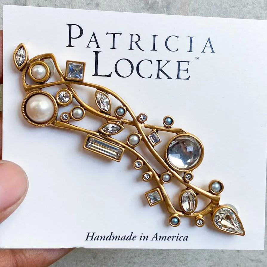 Patricia Locke Crystal Pearl Atlantis Brooch Pin