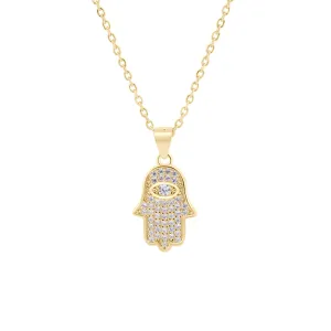 Pave Hamsa Hand Necklace