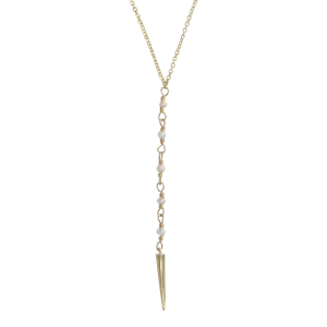 Pearl Lariat Spike Necklace