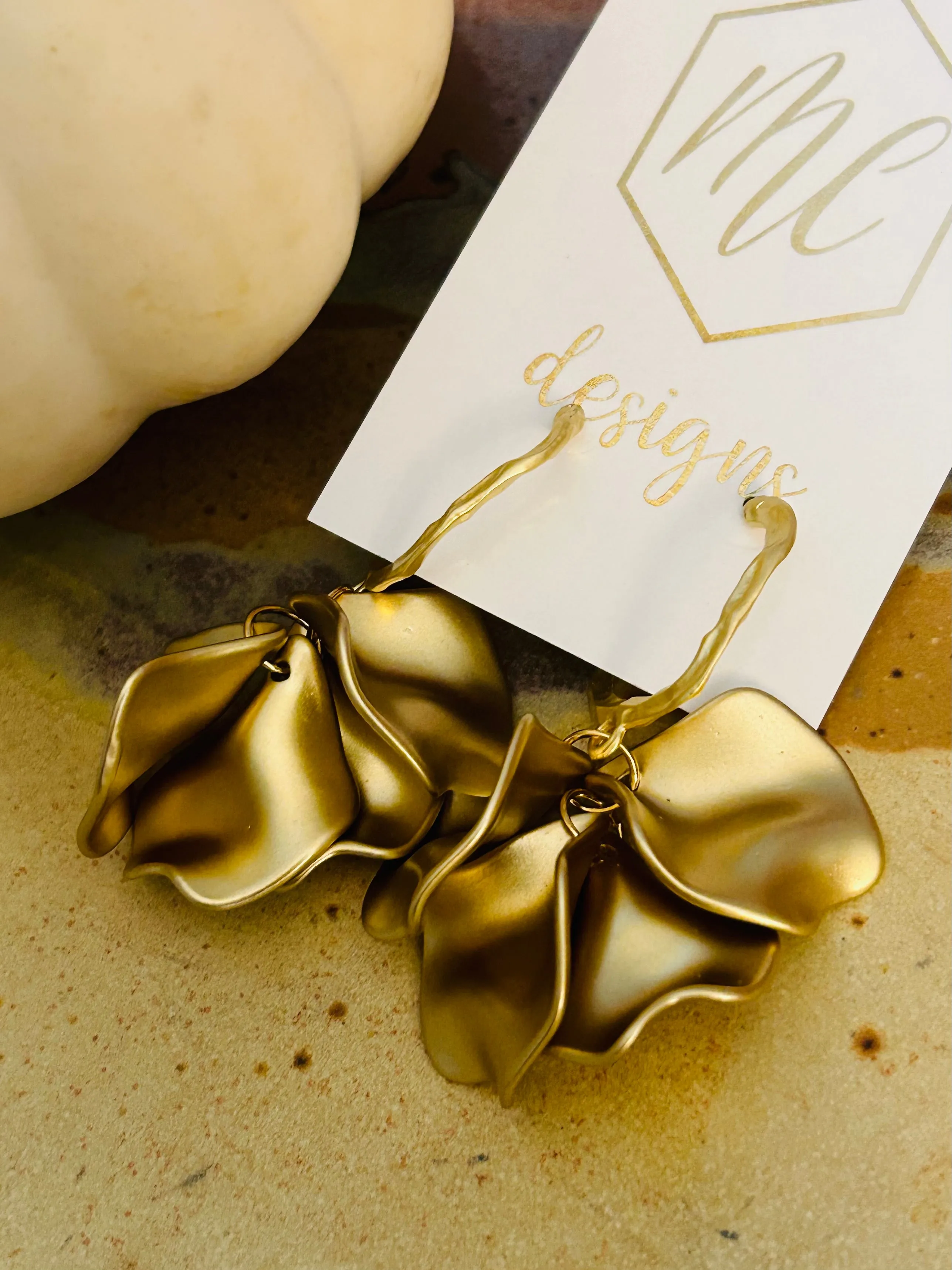 Petal Earrings with a Gold Hoop Top