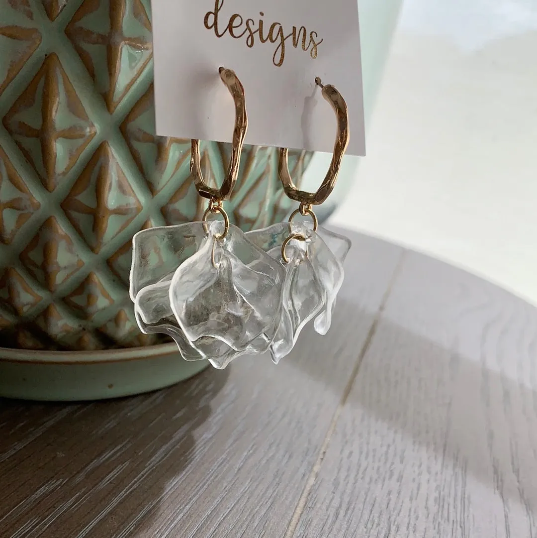 Petal Earrings with a Gold Hoop Top