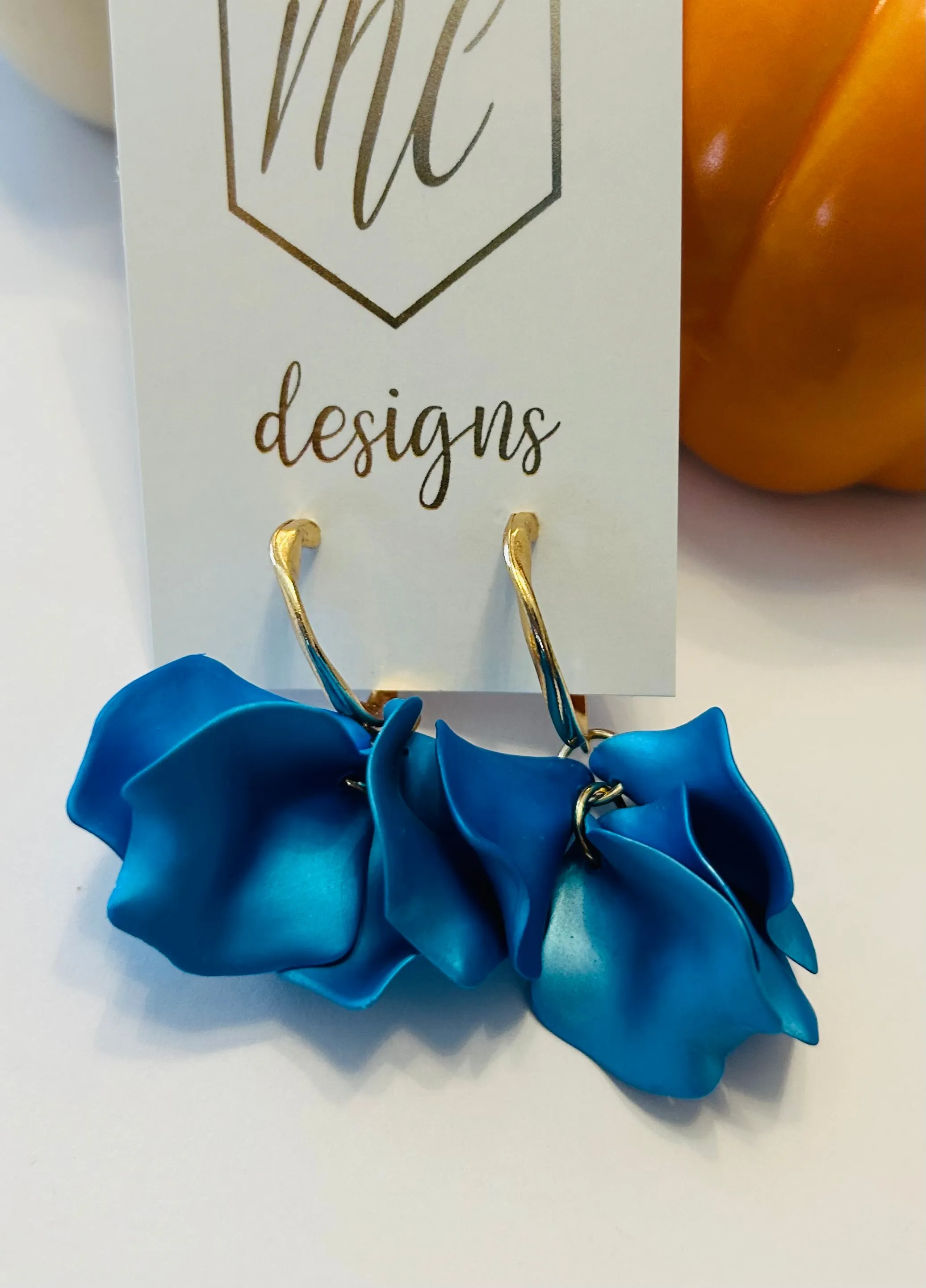 Petal Earrings with a Gold Hoop Top