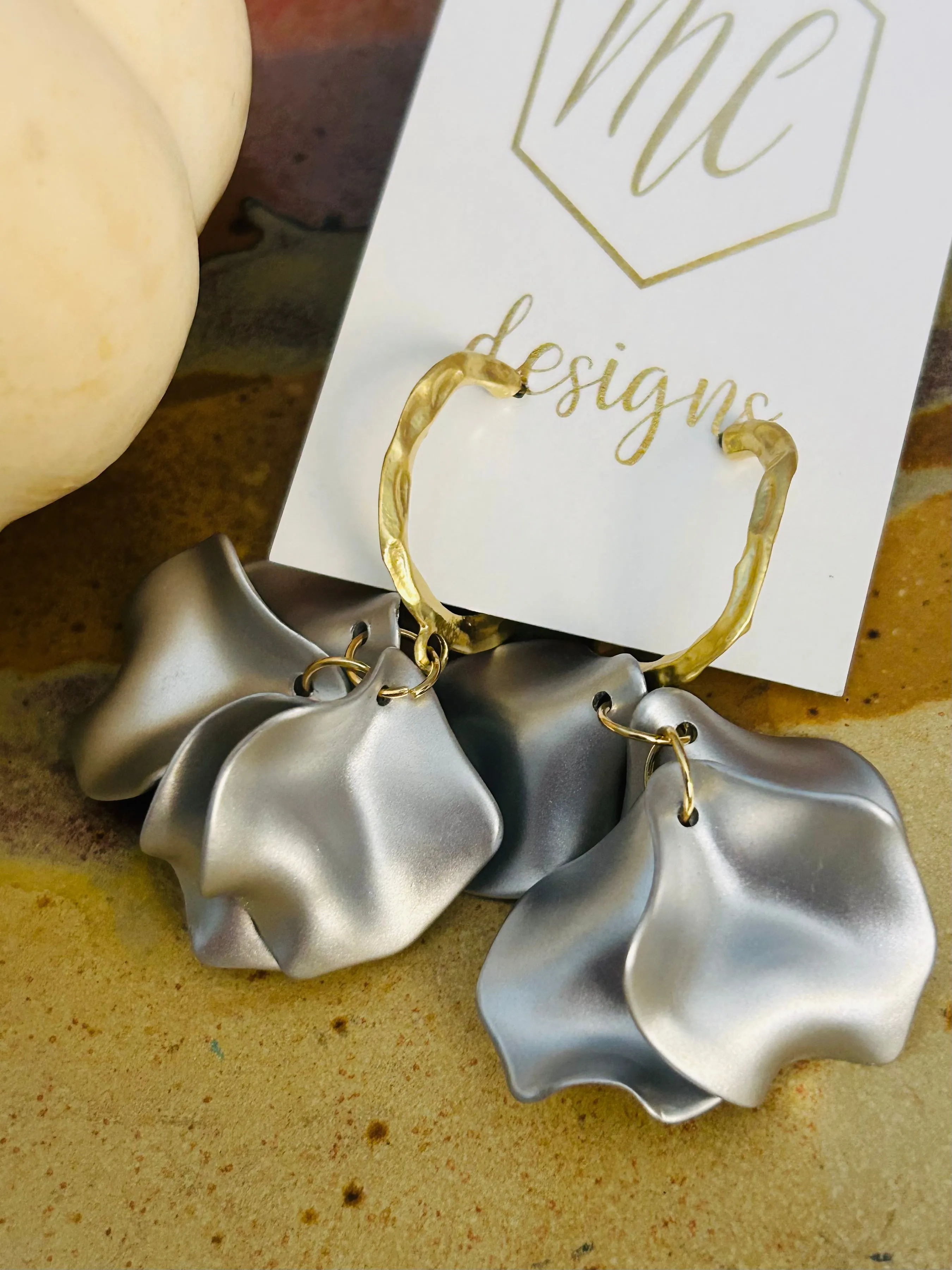 Petal Earrings with a Gold Hoop Top