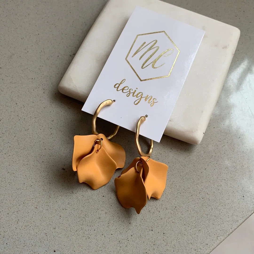 Petal Earrings with a Gold Hoop Top