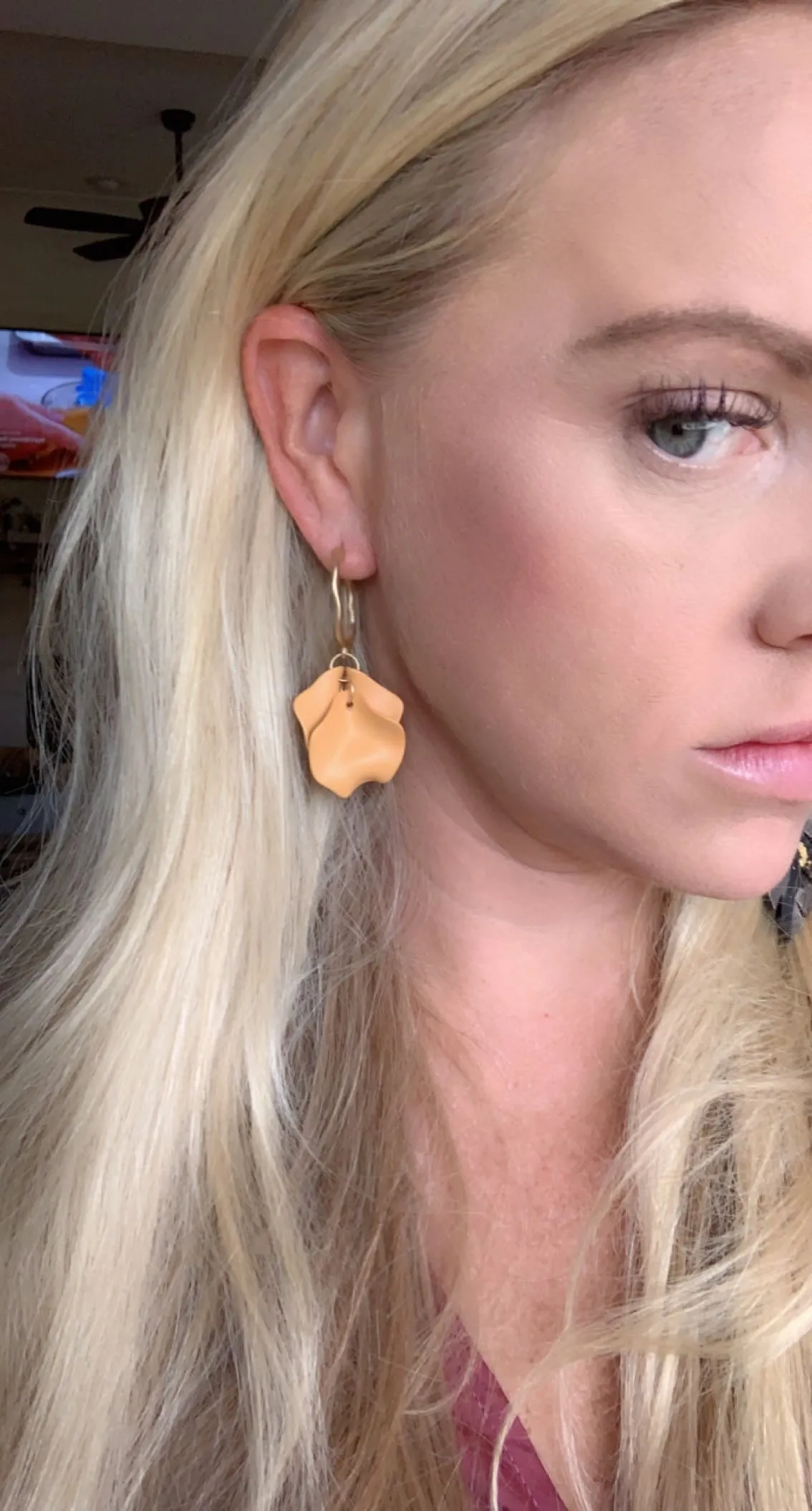 Petal Earrings with a Gold Hoop Top