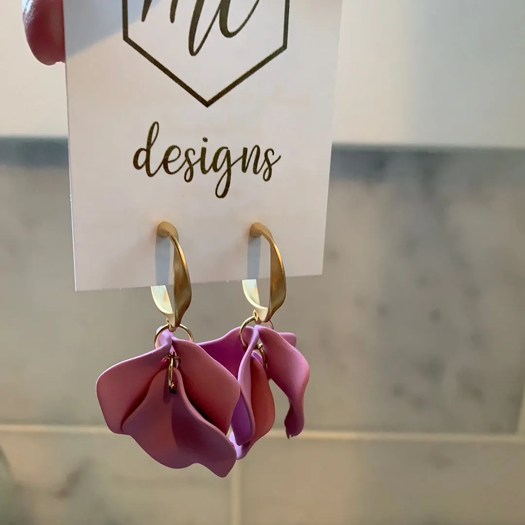 Petal Earrings with a Gold Hoop Top